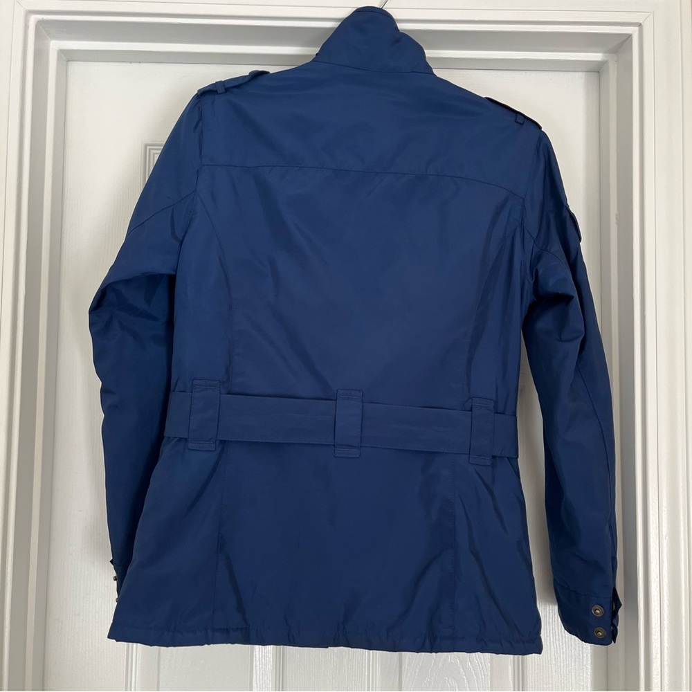 Barbour Waterproof Metallic Amelia Coat Blue Size 4 US 8 UK - Picture 2 of 9